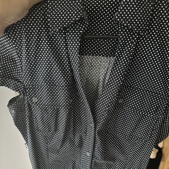 Express Polka Dot Button Down Dress with Belt - Picture 1 of 5